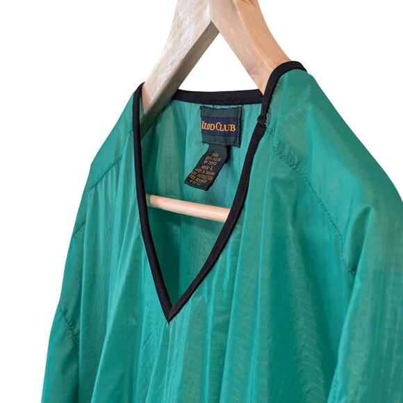 VTG Izod Club Golf Pullover Mens Large V-Neck Rain Jacket Sporty Preppy Green - Picture 2 of 7